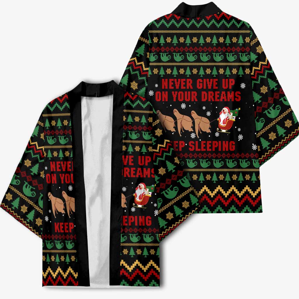 Sloth Keep Sleeping Christmas Kimono Xmas Holiday Patterns - Wonder Print Shop