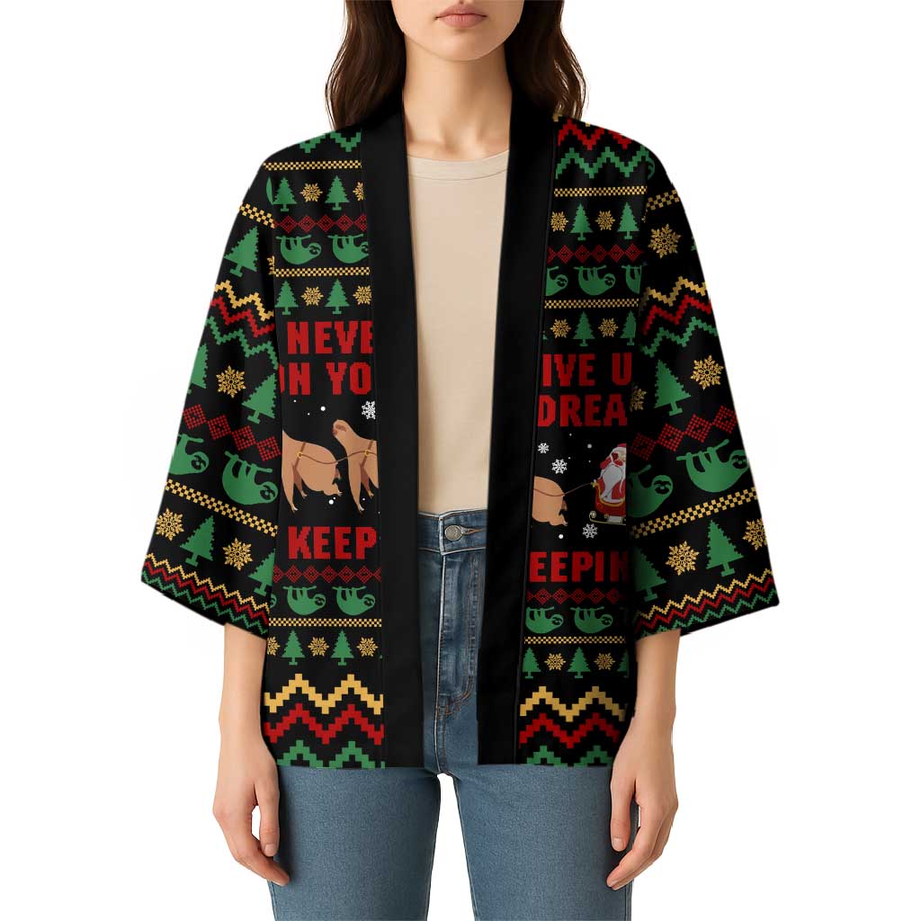 Sloth Keep Sleeping Christmas Kimono Xmas Holiday Patterns - Wonder Print Shop