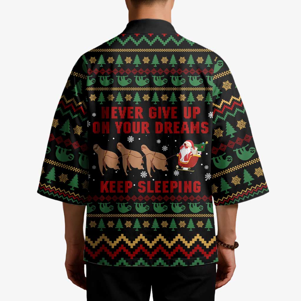 Sloth Keep Sleeping Christmas Kimono Xmas Holiday Patterns - Wonder Print Shop