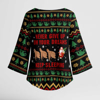 Sloth Keep Sleeping Christmas Kimono Sleeve Blouse Xmas Holiday Patterns - Wonder Print Shop
