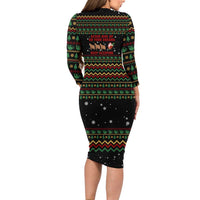 Sloth Keep Sleeping Christmas Long Sleeve Bodycon Dress Xmas Holiday Patterns - Wonder Print Shop