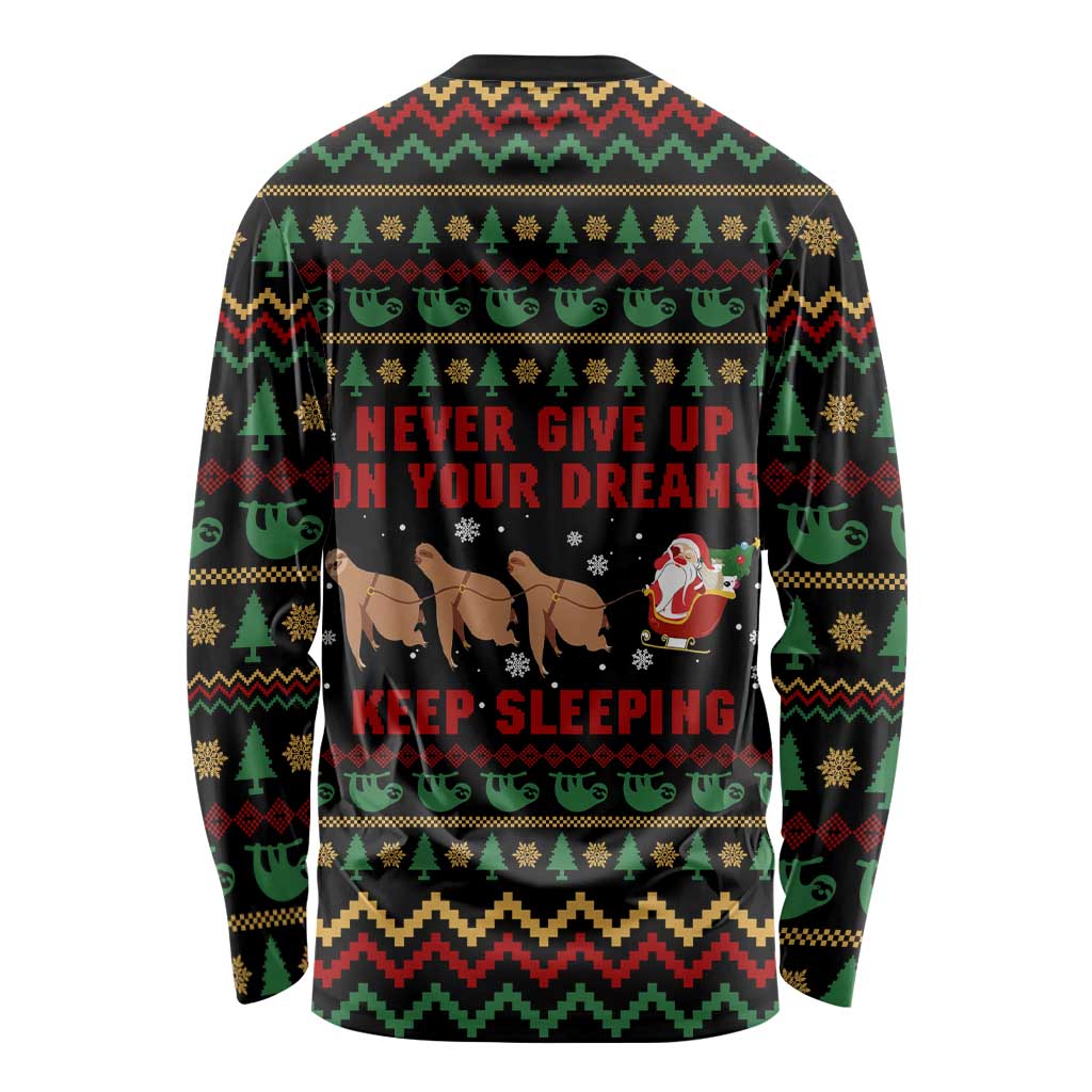 Sloth Keep Sleeping Christmas Long Sleeve Shirt Xmas Holiday Patterns - Wonder Print Shop