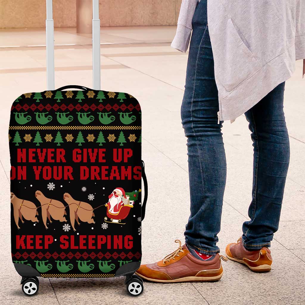 Sloth Keep Sleeping Christmas Luggage Cover Xmas Holiday Patterns - Wonder Print Shop