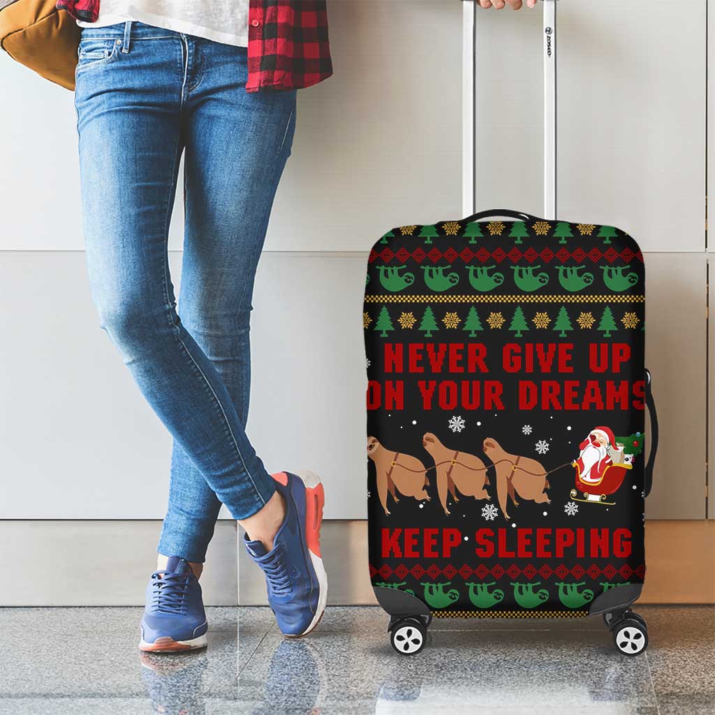 Sloth Keep Sleeping Christmas Luggage Cover Xmas Holiday Patterns - Wonder Print Shop