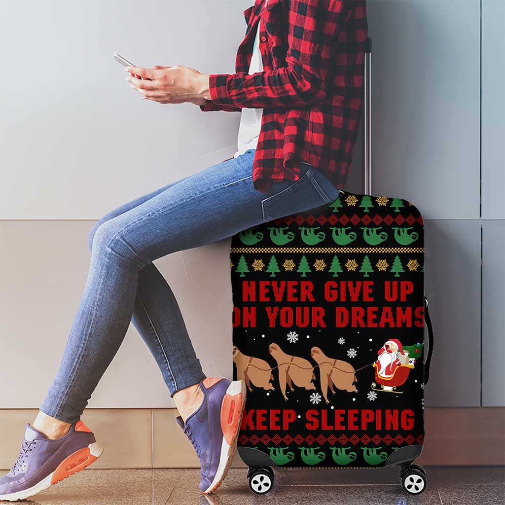 Sloth Keep Sleeping Christmas Luggage Cover Xmas Holiday Patterns - Wonder Print Shop