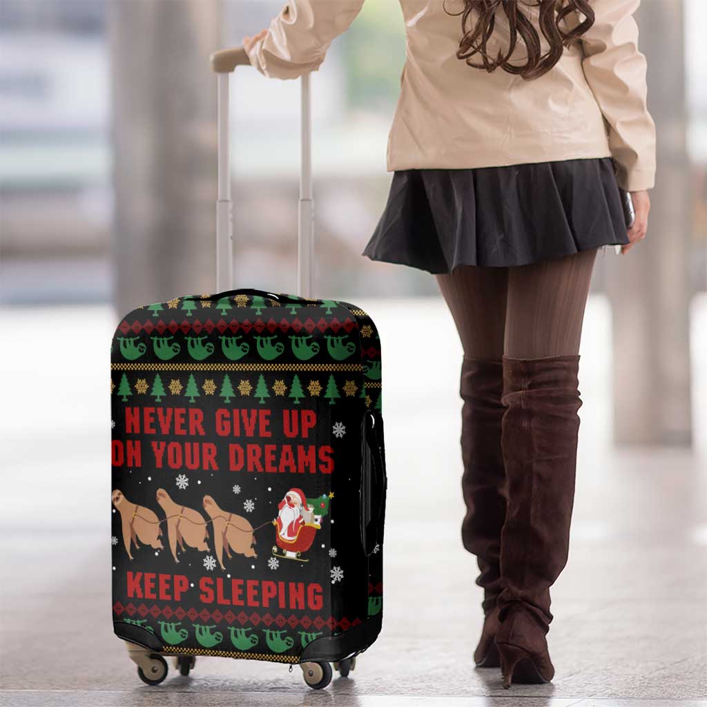 Sloth Keep Sleeping Christmas Luggage Cover Xmas Holiday Patterns - Wonder Print Shop