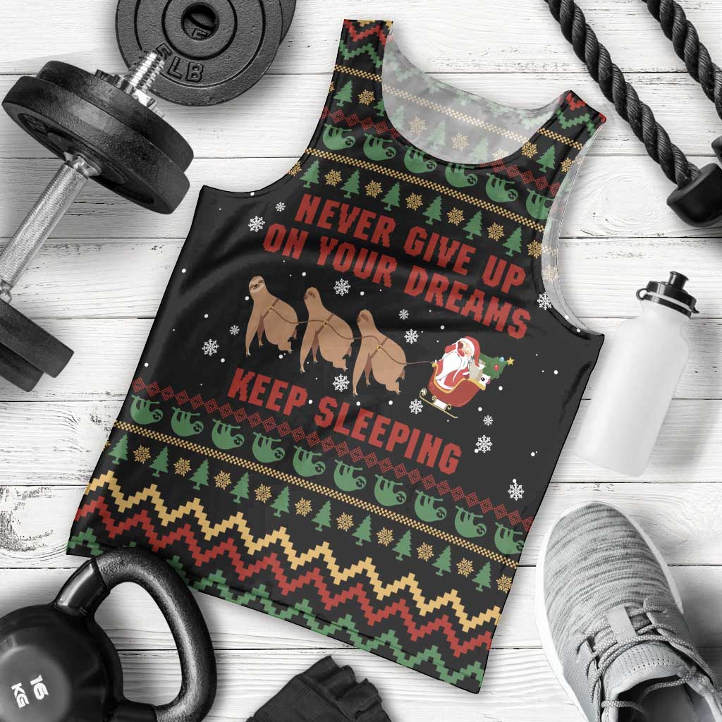 Sloth Keep Sleeping Christmas Men Tank Top Xmas Holiday Patterns - Wonder Print Shop