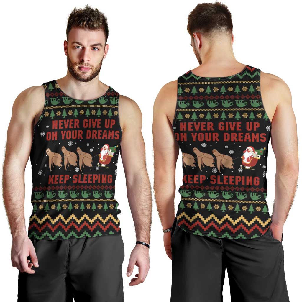 Sloth Keep Sleeping Christmas Men Tank Top Xmas Holiday Patterns - Wonder Print Shop