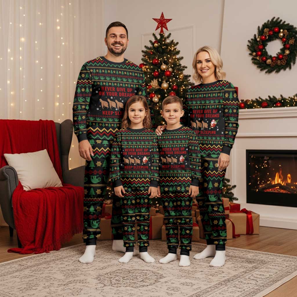 Sloth Keep Sleeping Christmas Pajama Set Xmas Holiday Patterns - Wonder Print Shop