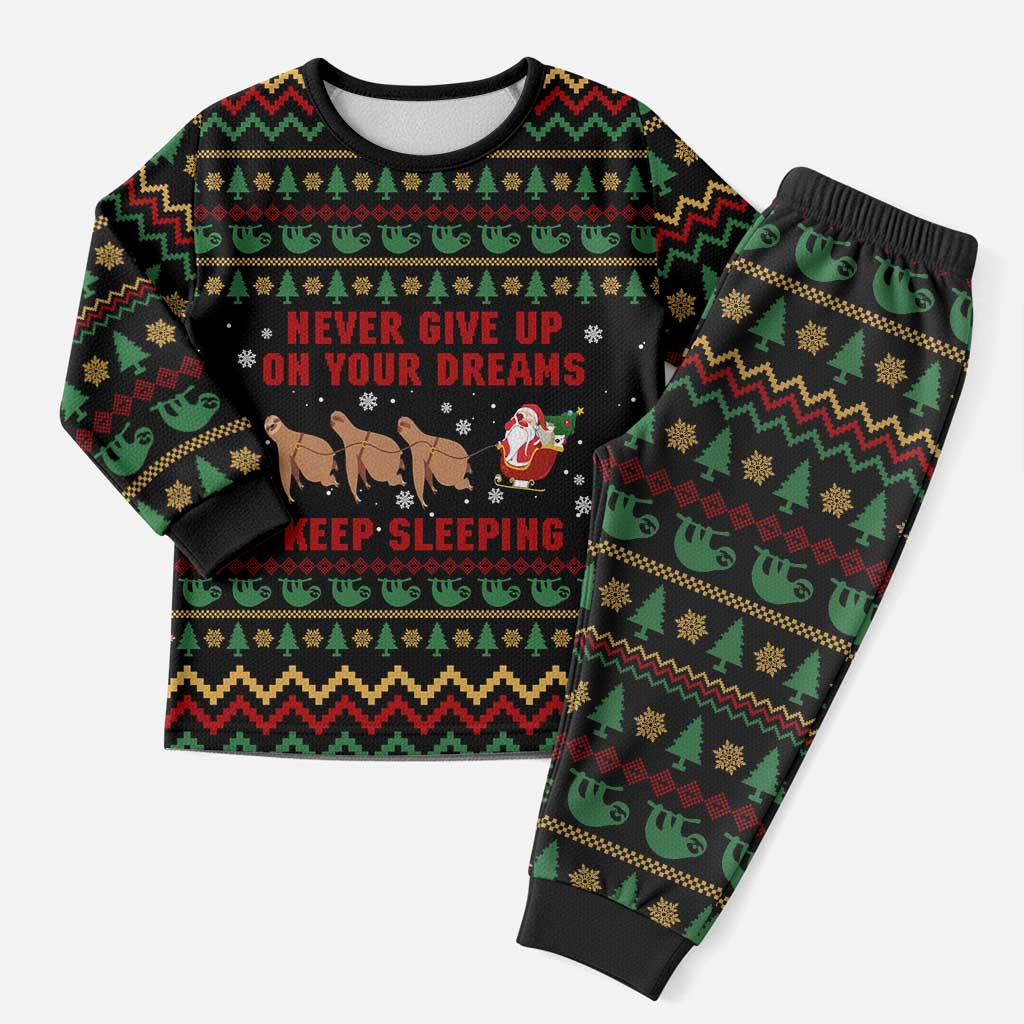 Sloth Keep Sleeping Christmas Pajama Set Xmas Holiday Patterns - Wonder Print Shop