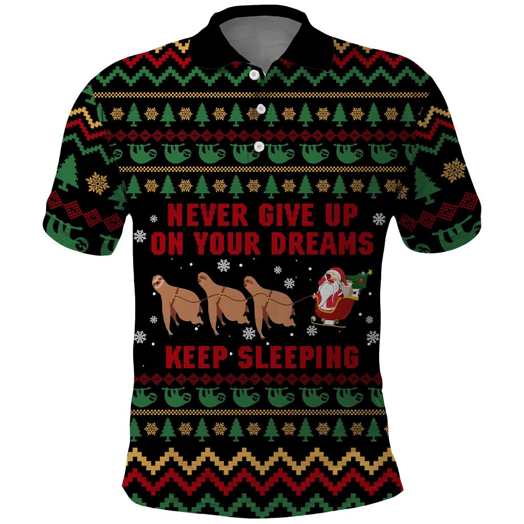Sloth Keep Sleeping Christmas Polo Shirt Xmas Holiday Patterns - Wonder Print Shop