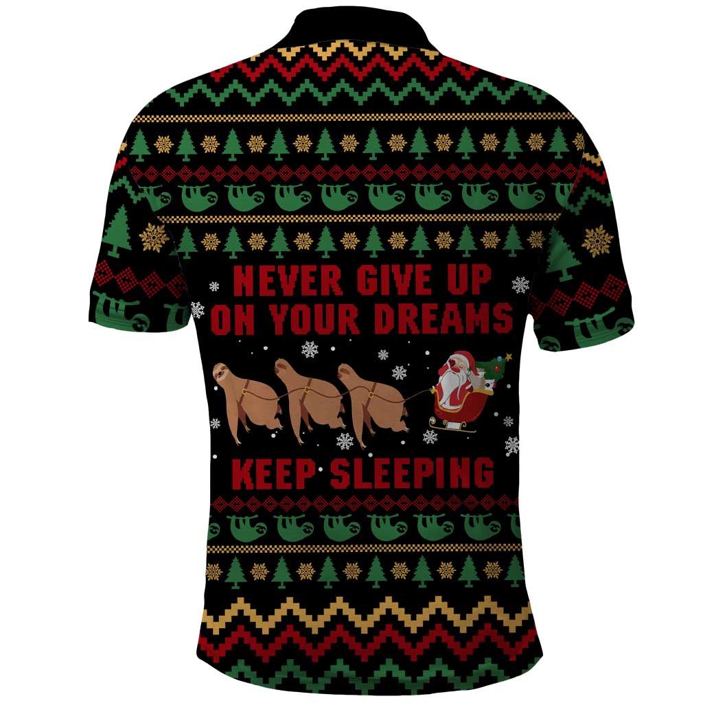 Sloth Keep Sleeping Christmas Polo Shirt Xmas Holiday Patterns - Wonder Print Shop