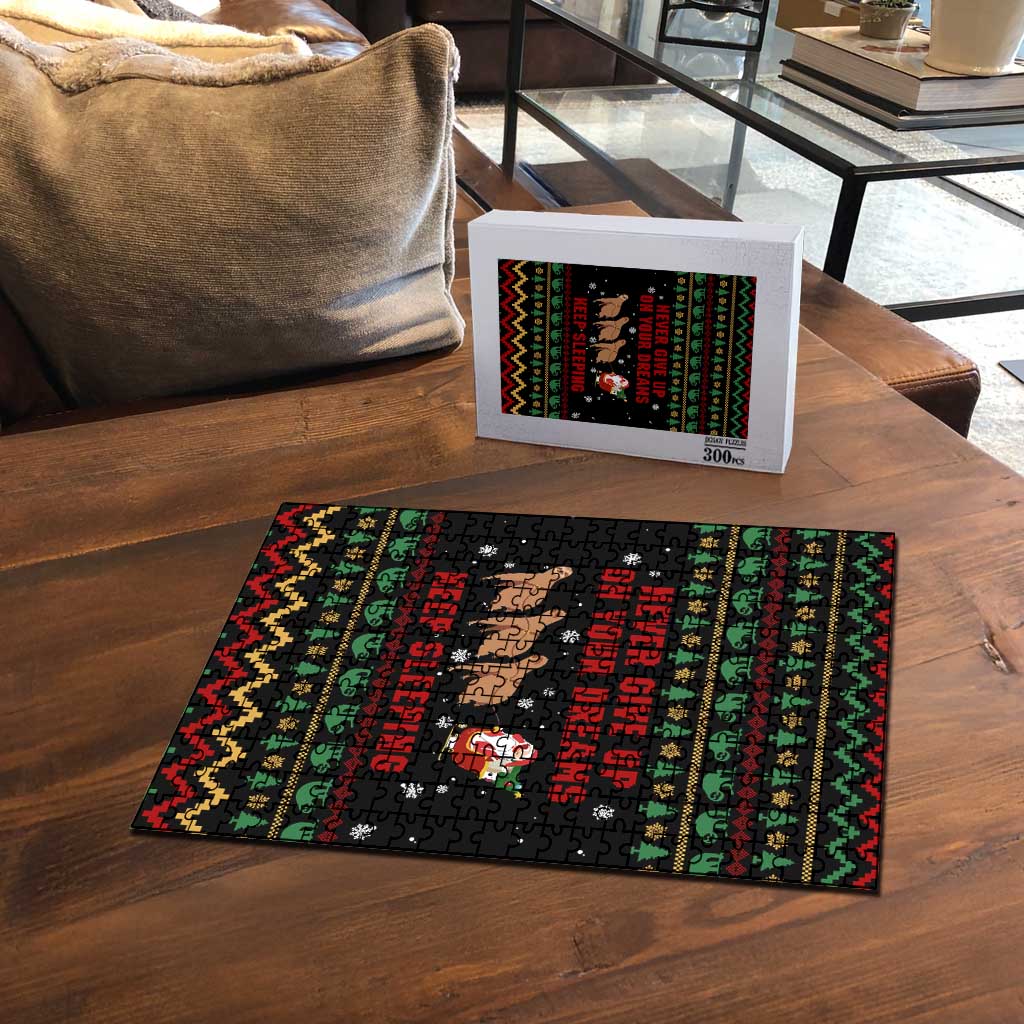 Sloth Keep Sleeping Christmas Puzzle Xmas Holiday Patterns - Wonder Print Shop