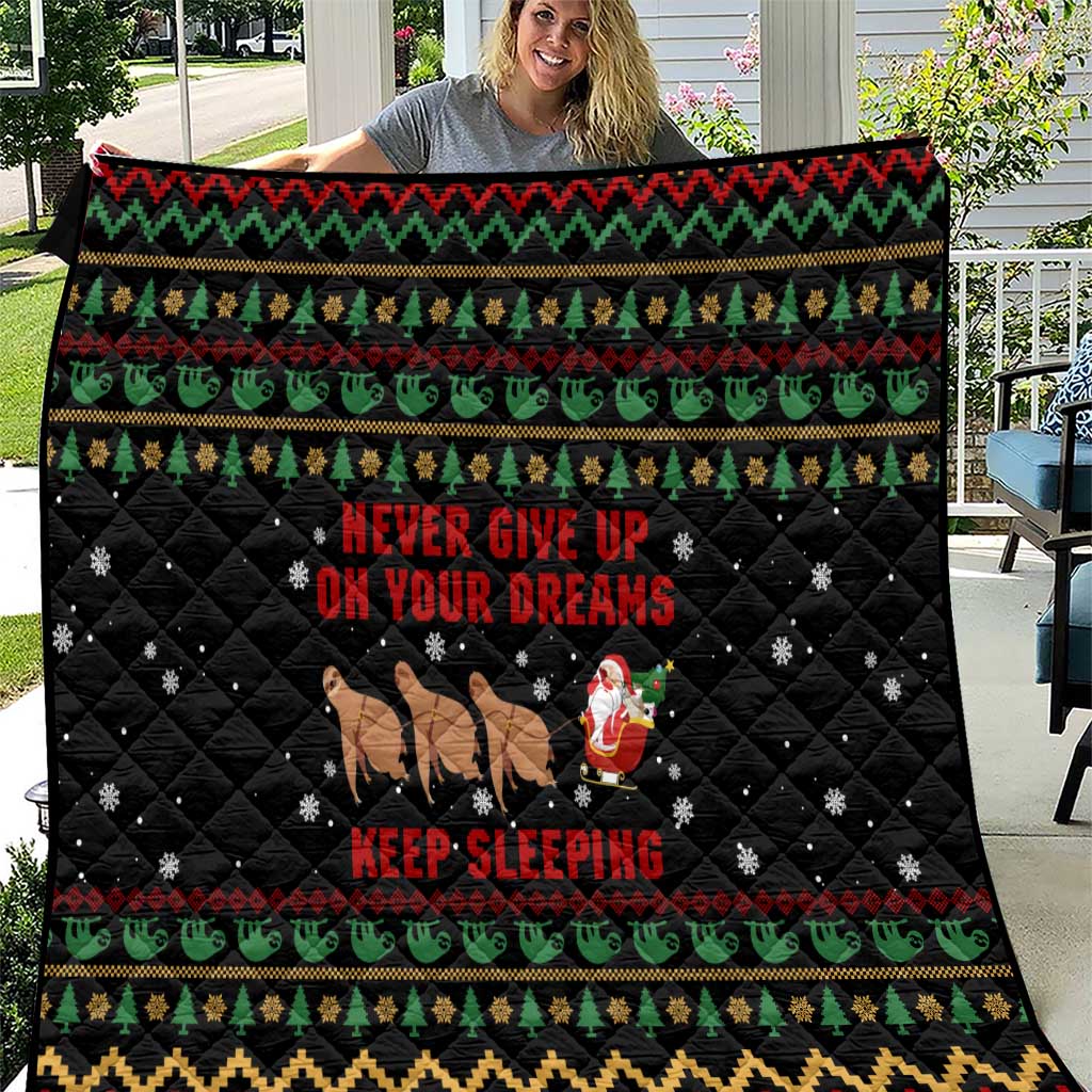 Sloth Keep Sleeping Christmas Quilt Xmas Holiday Patterns - Wonder Print Shop
