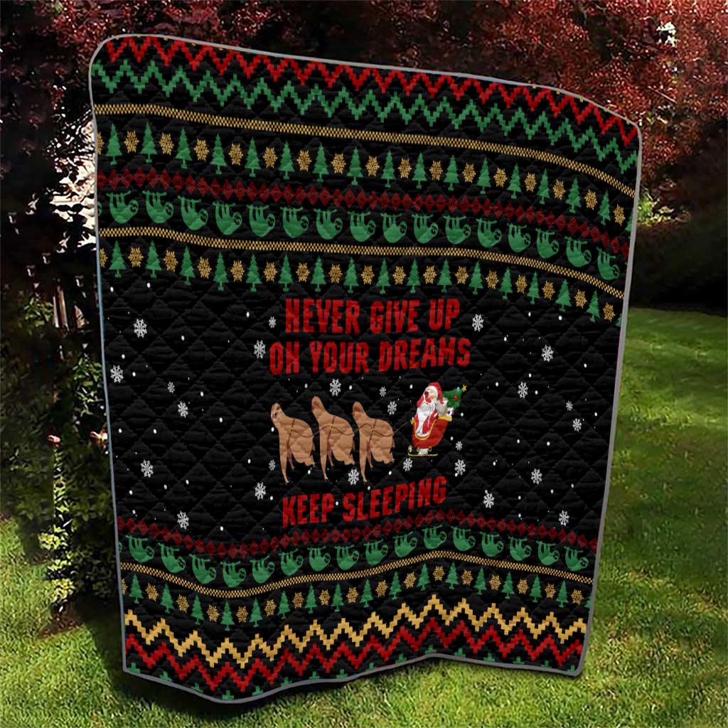 Sloth Keep Sleeping Christmas Quilt Xmas Holiday Patterns - Wonder Print Shop