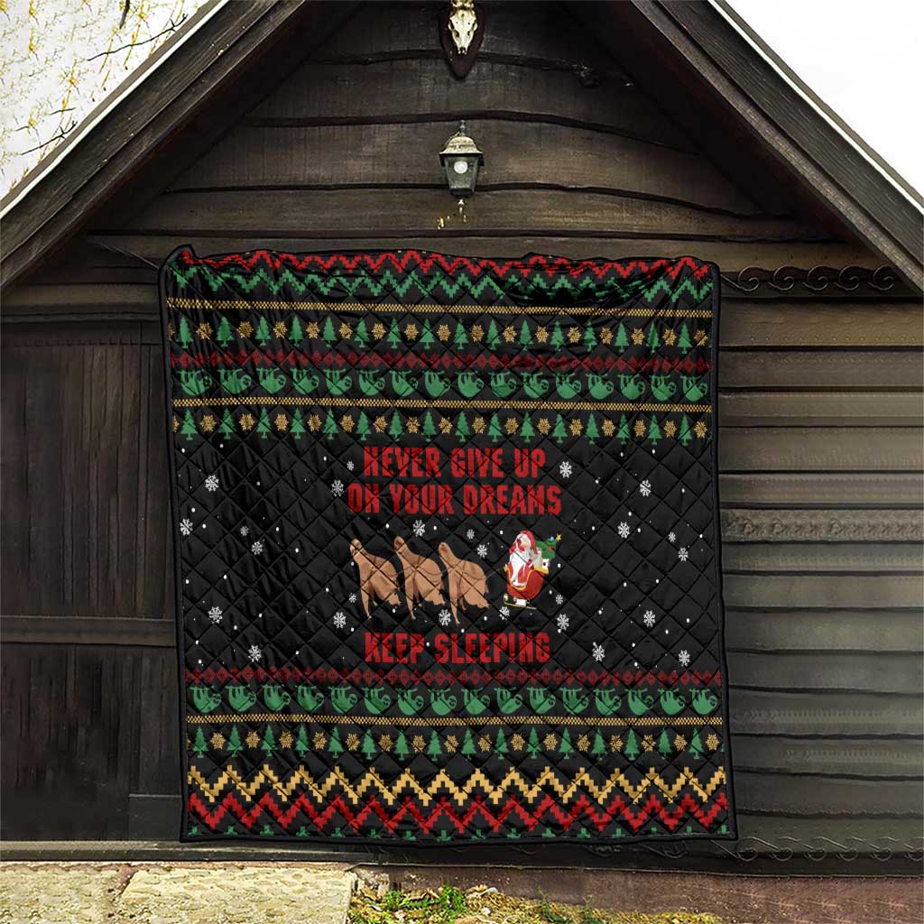Sloth Keep Sleeping Christmas Quilt Xmas Holiday Patterns - Wonder Print Shop