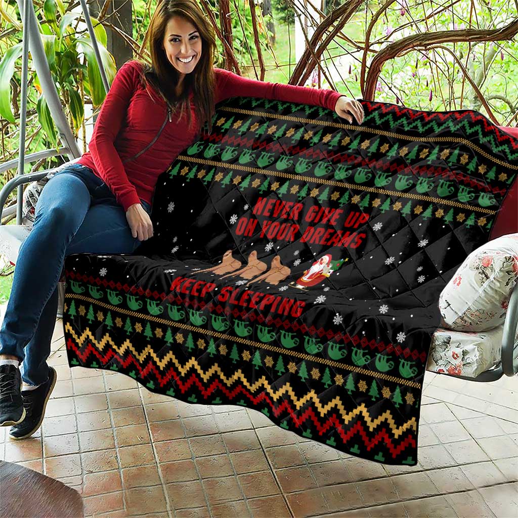 Sloth Keep Sleeping Christmas Quilt Xmas Holiday Patterns - Wonder Print Shop