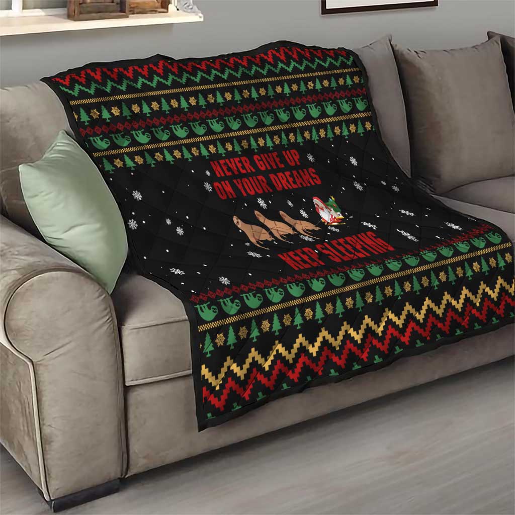 Sloth Keep Sleeping Christmas Quilt Xmas Holiday Patterns - Wonder Print Shop