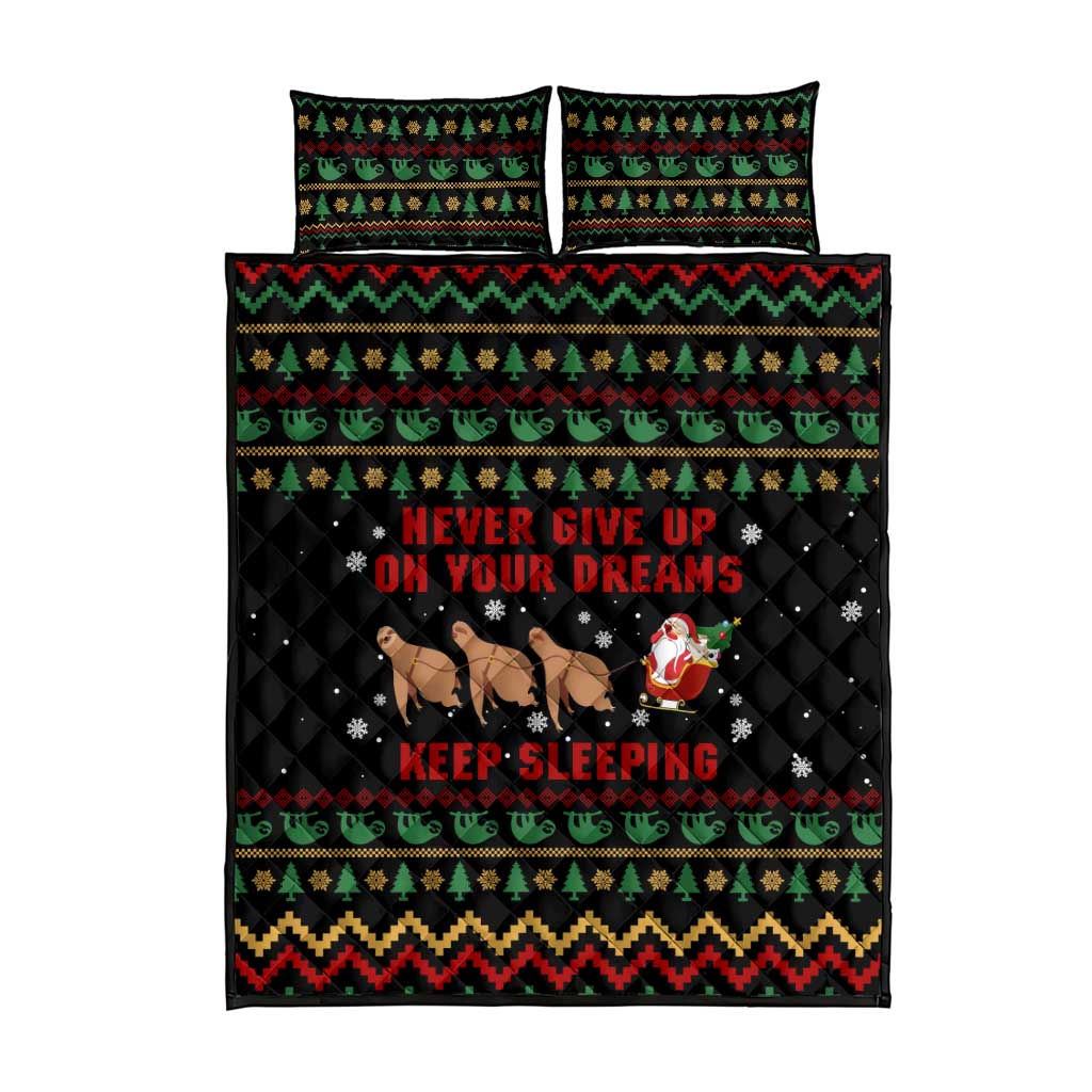 Sloth Keep Sleeping Christmas Quilt Bed Set Xmas Holiday Patterns - Wonder Print Shop