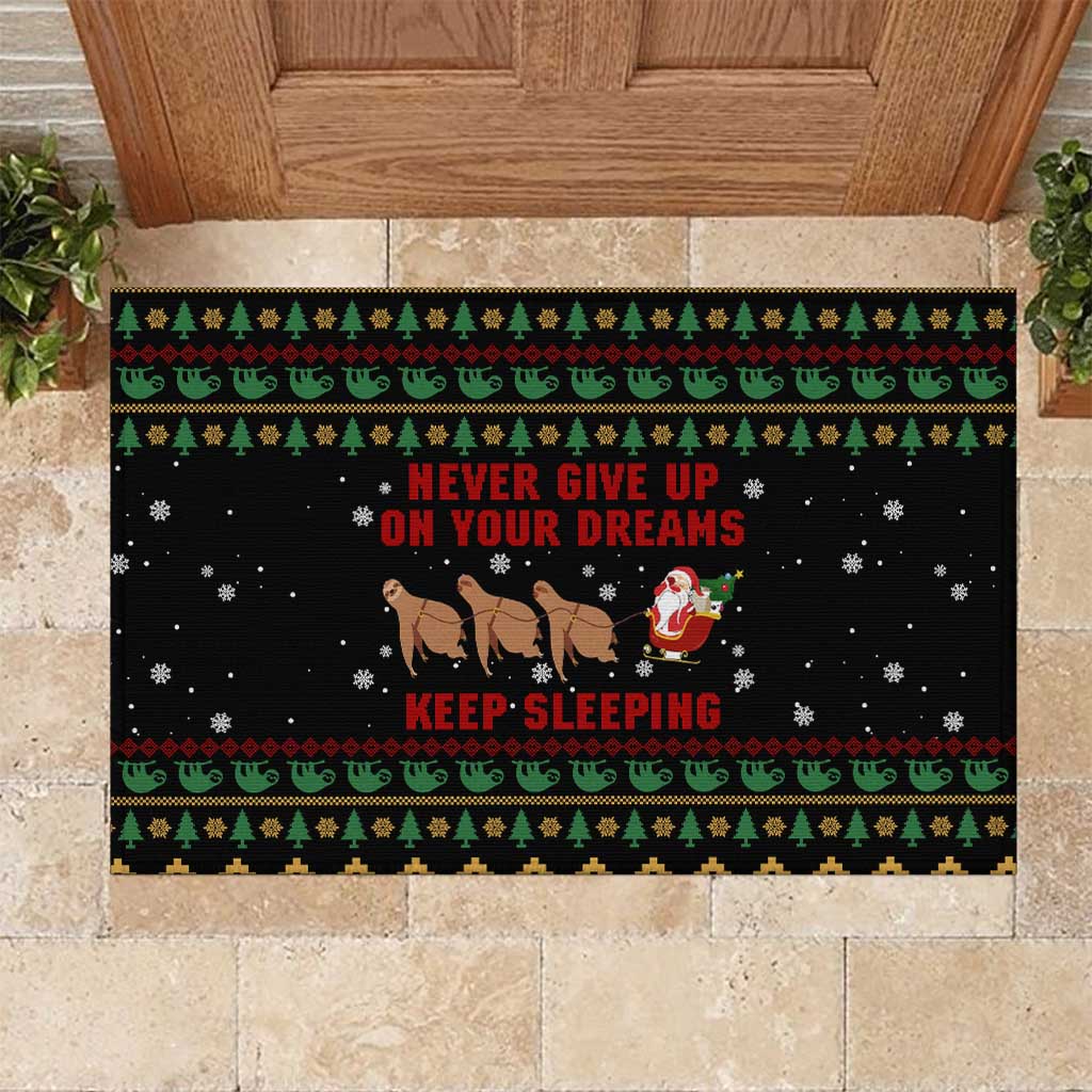 Sloth Keep Sleeping Christmas Rubber Doormat Xmas Holiday Patterns - Wonder Print Shop