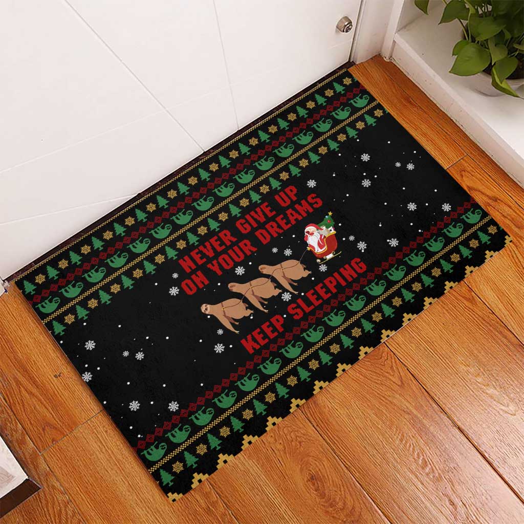 Sloth Keep Sleeping Christmas Rubber Doormat Xmas Holiday Patterns - Wonder Print Shop