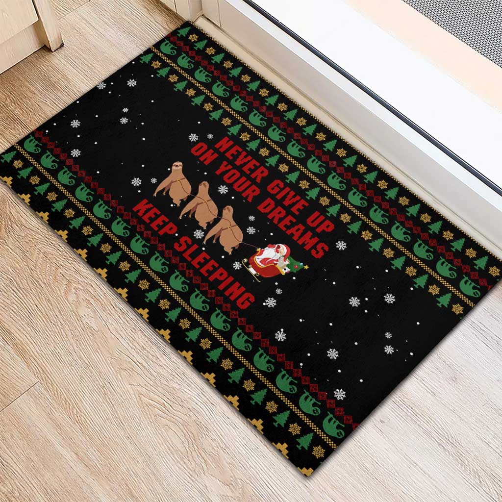 Sloth Keep Sleeping Christmas Rubber Doormat Xmas Holiday Patterns - Wonder Print Shop
