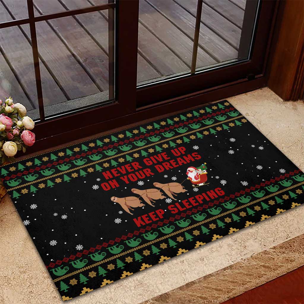Sloth Keep Sleeping Christmas Rubber Doormat Xmas Holiday Patterns - Wonder Print Shop