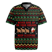 Sloth Keep Sleeping Christmas Rugby Jersey Xmas Holiday Patterns - Wonder Print Shop