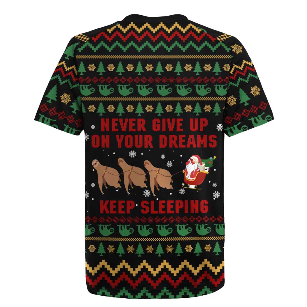 Sloth Keep Sleeping Christmas Rugby Jersey Xmas Holiday Patterns - Wonder Print Shop