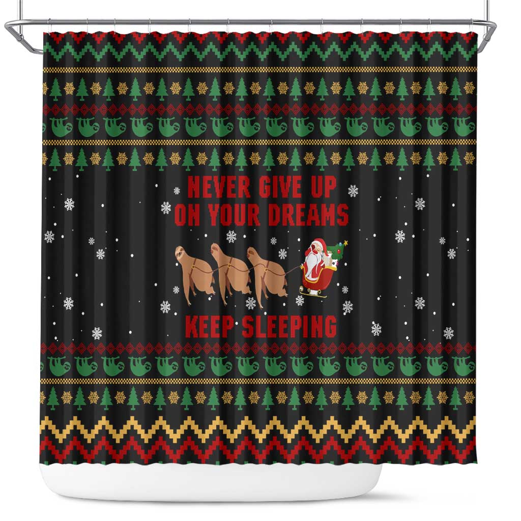 Sloth Keep Sleeping Christmas Shower Curtain Xmas Holiday Patterns - Wonder Print Shop