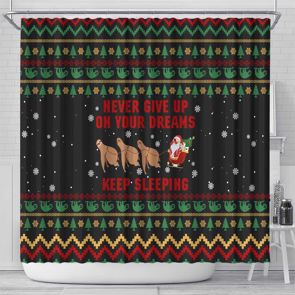 Sloth Keep Sleeping Christmas Shower Curtain Xmas Holiday Patterns - Wonder Print Shop
