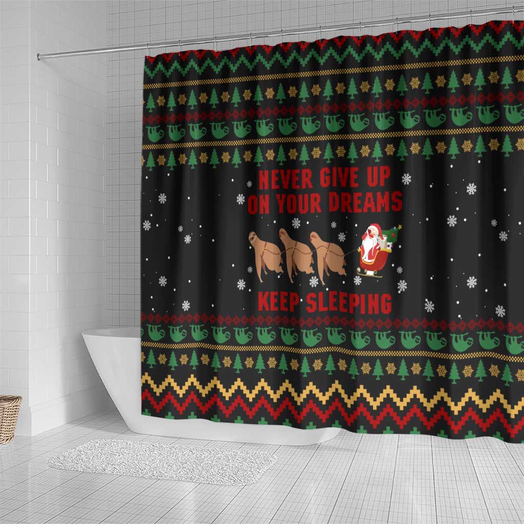 Sloth Keep Sleeping Christmas Shower Curtain Xmas Holiday Patterns - Wonder Print Shop