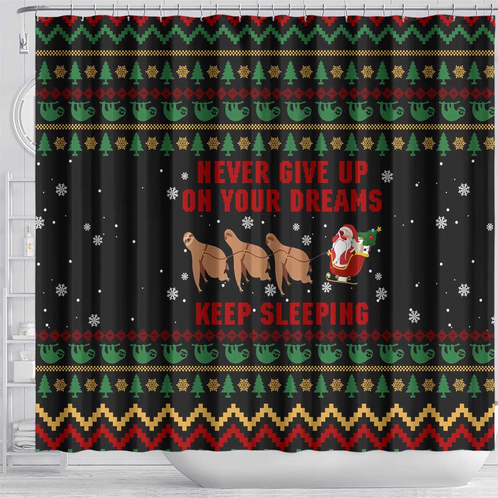 Sloth Keep Sleeping Christmas Shower Curtain Xmas Holiday Patterns - Wonder Print Shop