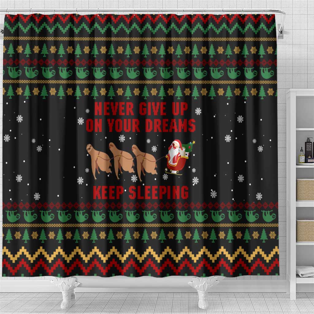 Sloth Keep Sleeping Christmas Shower Curtain Xmas Holiday Patterns - Wonder Print Shop
