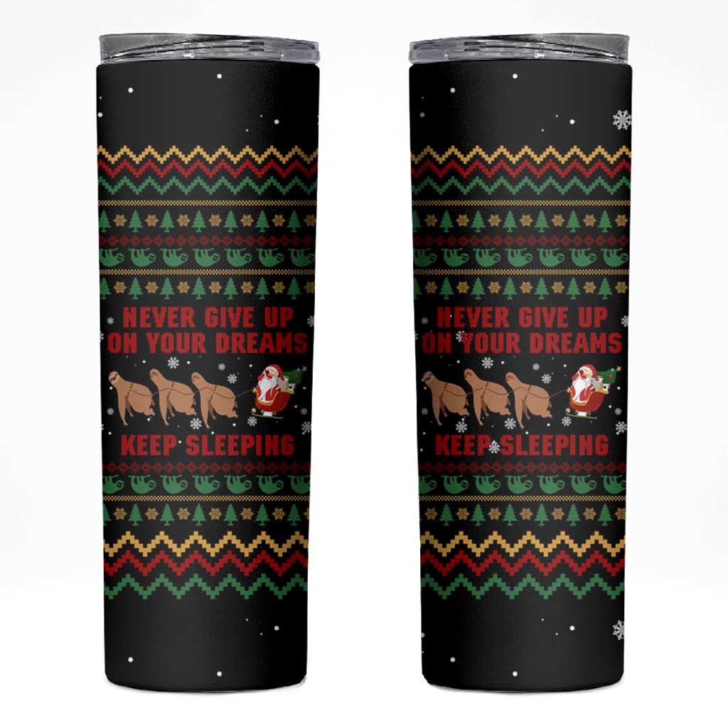 Sloth Keep Sleeping Christmas Skinny Tumbler Xmas Holiday Patterns - Wonder Print Shop