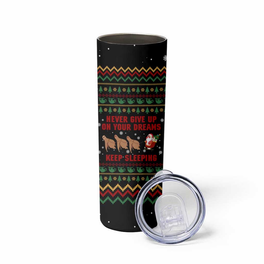 Sloth Keep Sleeping Christmas Skinny Tumbler Xmas Holiday Patterns - Wonder Print Shop