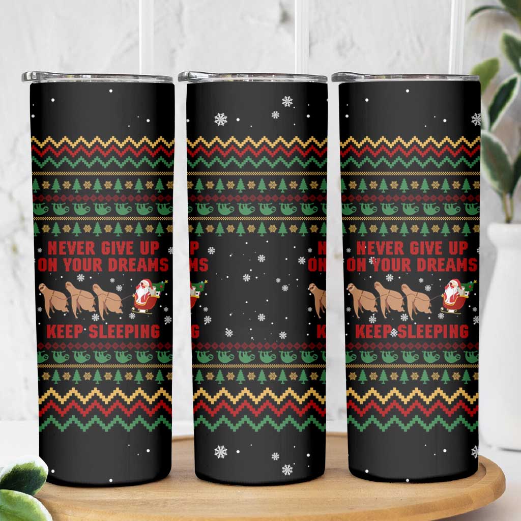 Sloth Keep Sleeping Christmas Skinny Tumbler Xmas Holiday Patterns - Wonder Print Shop