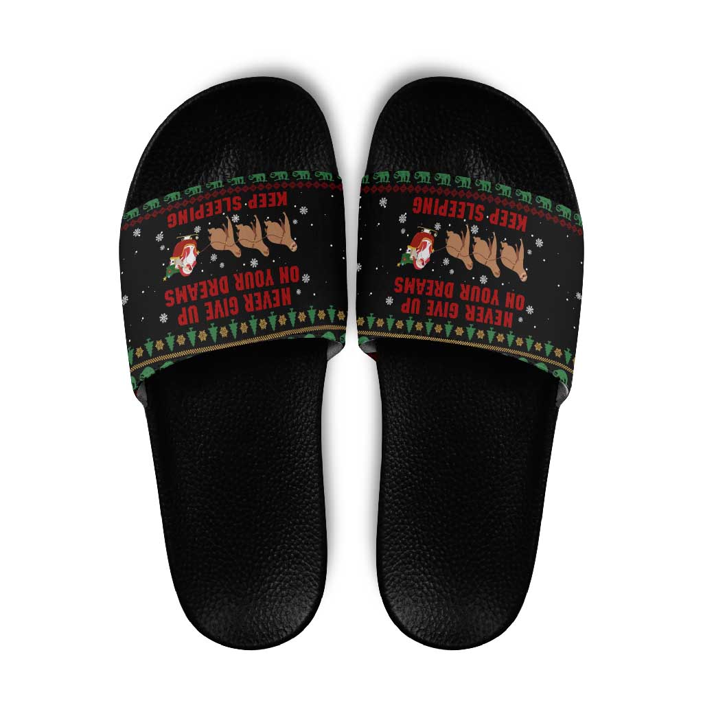 Sloth Keep Sleeping Christmas Slide Sandals Xmas Holiday Patterns - Wonder Print Shop