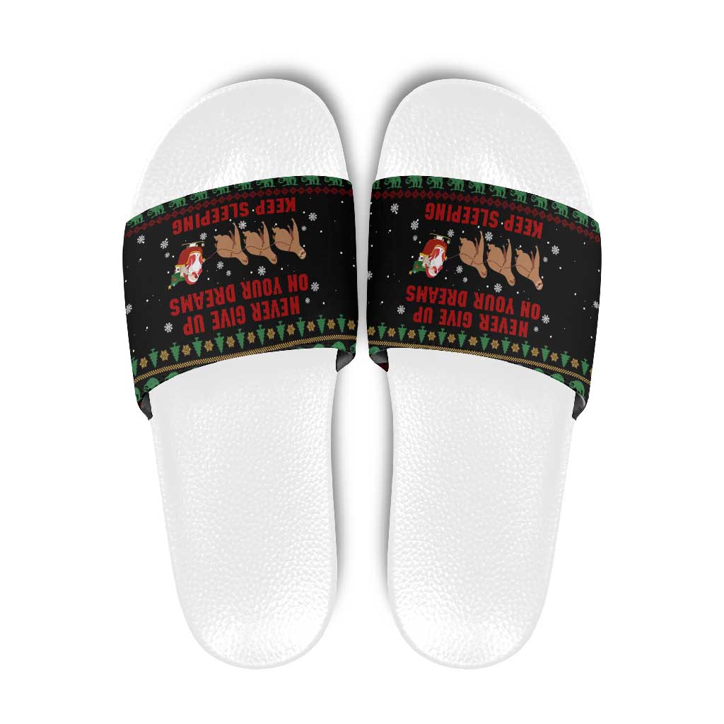Sloth Keep Sleeping Christmas Slide Sandals Xmas Holiday Patterns - Wonder Print Shop