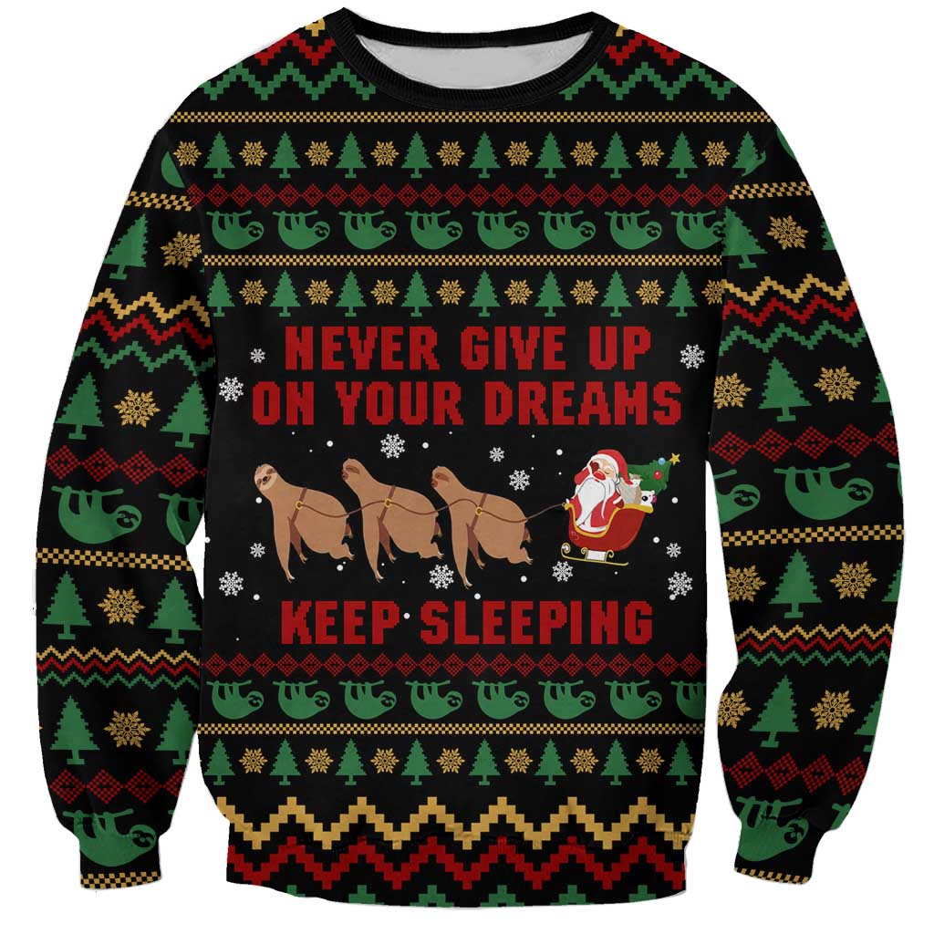 Sloth Keep Sleeping Christmas Sweatshirt Xmas Holiday Patterns - Wonder Print Shop