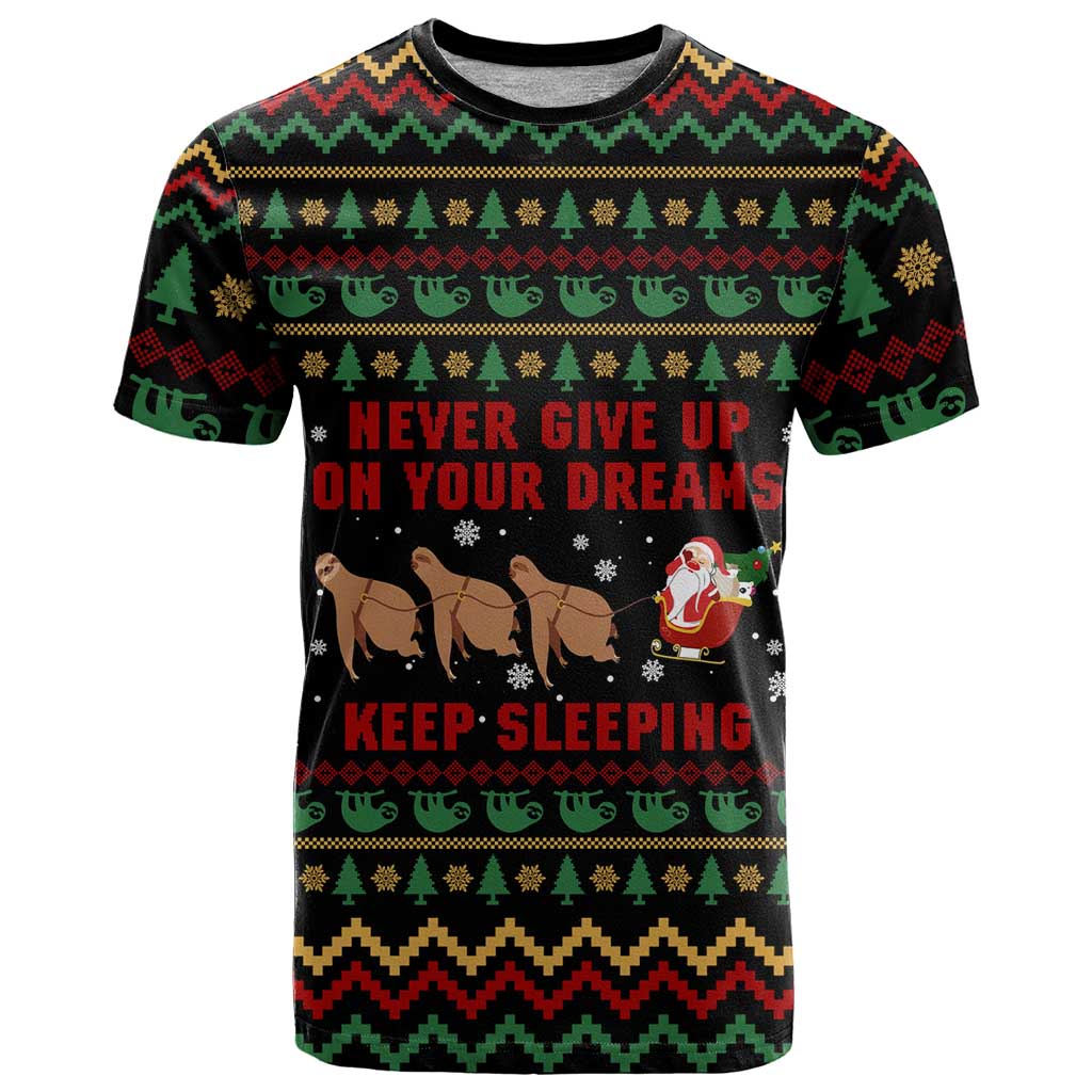Sloth Keep Sleeping Christmas T Shirt Xmas Holiday Patterns - Wonder Print Shop