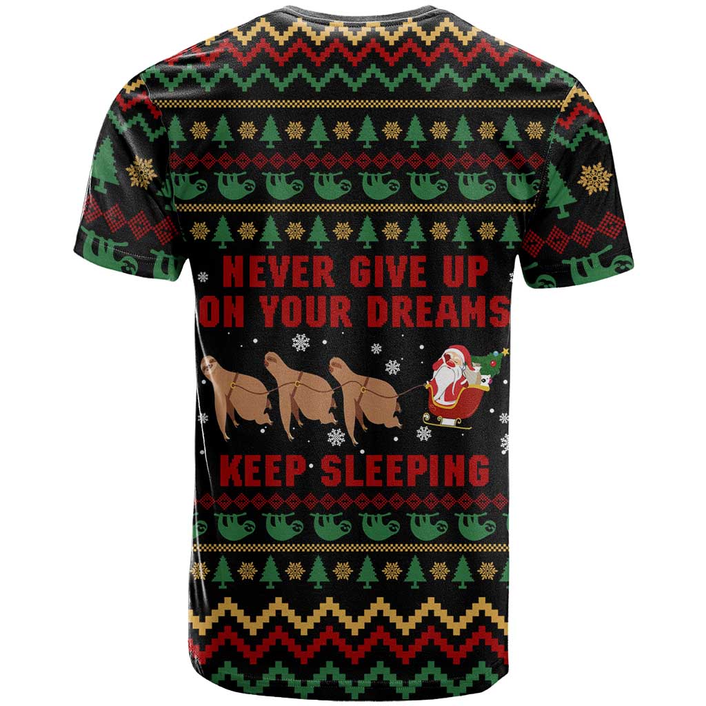 Sloth Keep Sleeping Christmas T Shirt Xmas Holiday Patterns - Wonder Print Shop