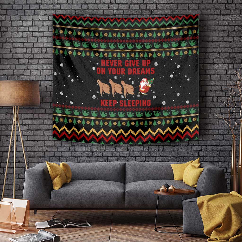 Sloth Keep Sleeping Christmas Tapestry Xmas Holiday Patterns - Wonder Print Shop