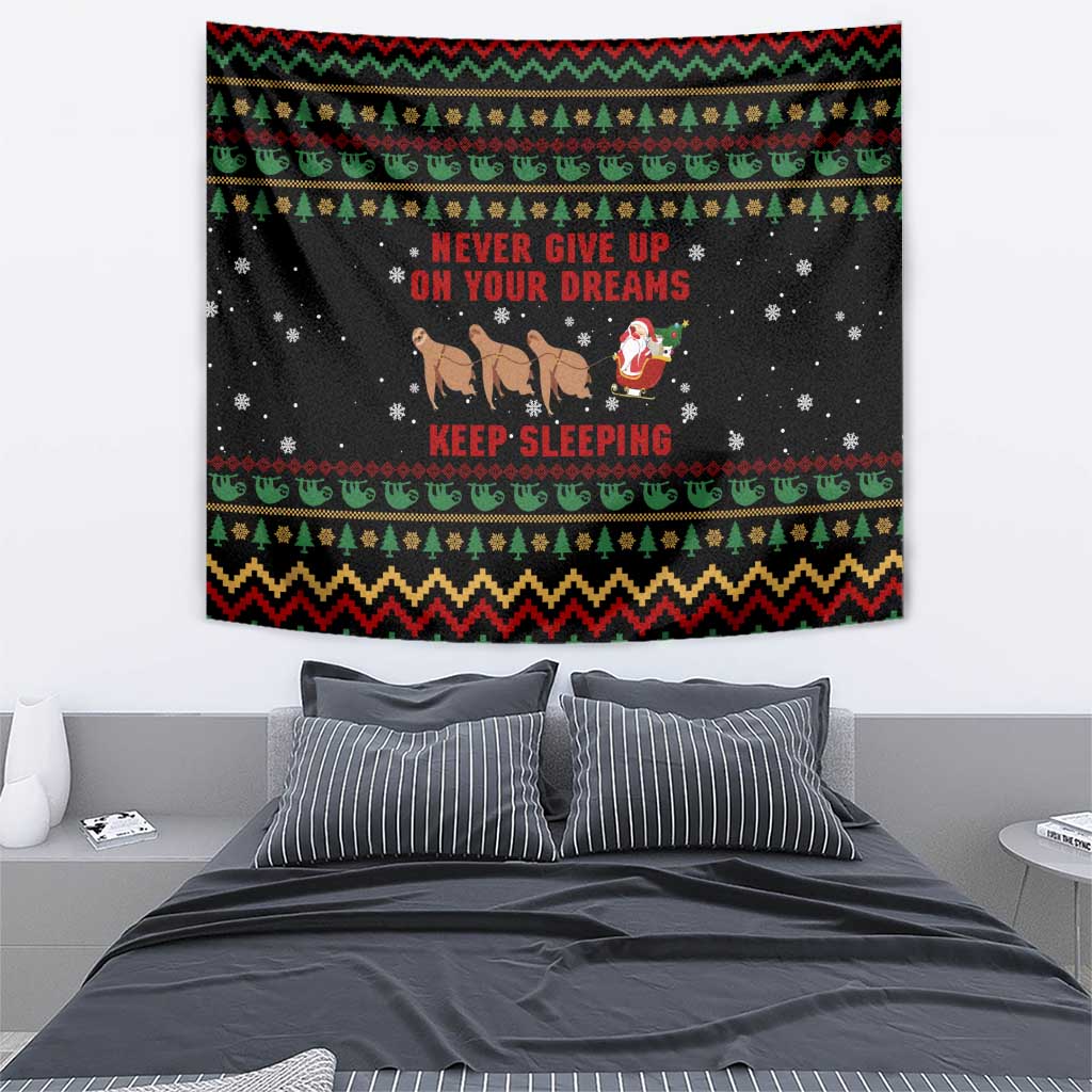 Sloth Keep Sleeping Christmas Tapestry Xmas Holiday Patterns - Wonder Print Shop