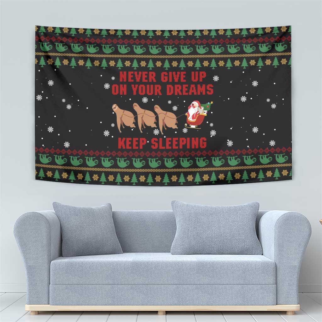 Sloth Keep Sleeping Christmas Tapestry Xmas Holiday Patterns - Wonder Print Shop