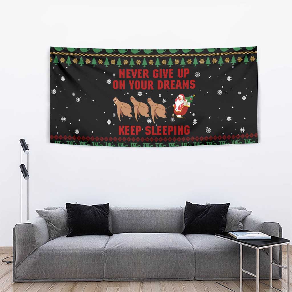 Sloth Keep Sleeping Christmas Tapestry Xmas Holiday Patterns - Wonder Print Shop