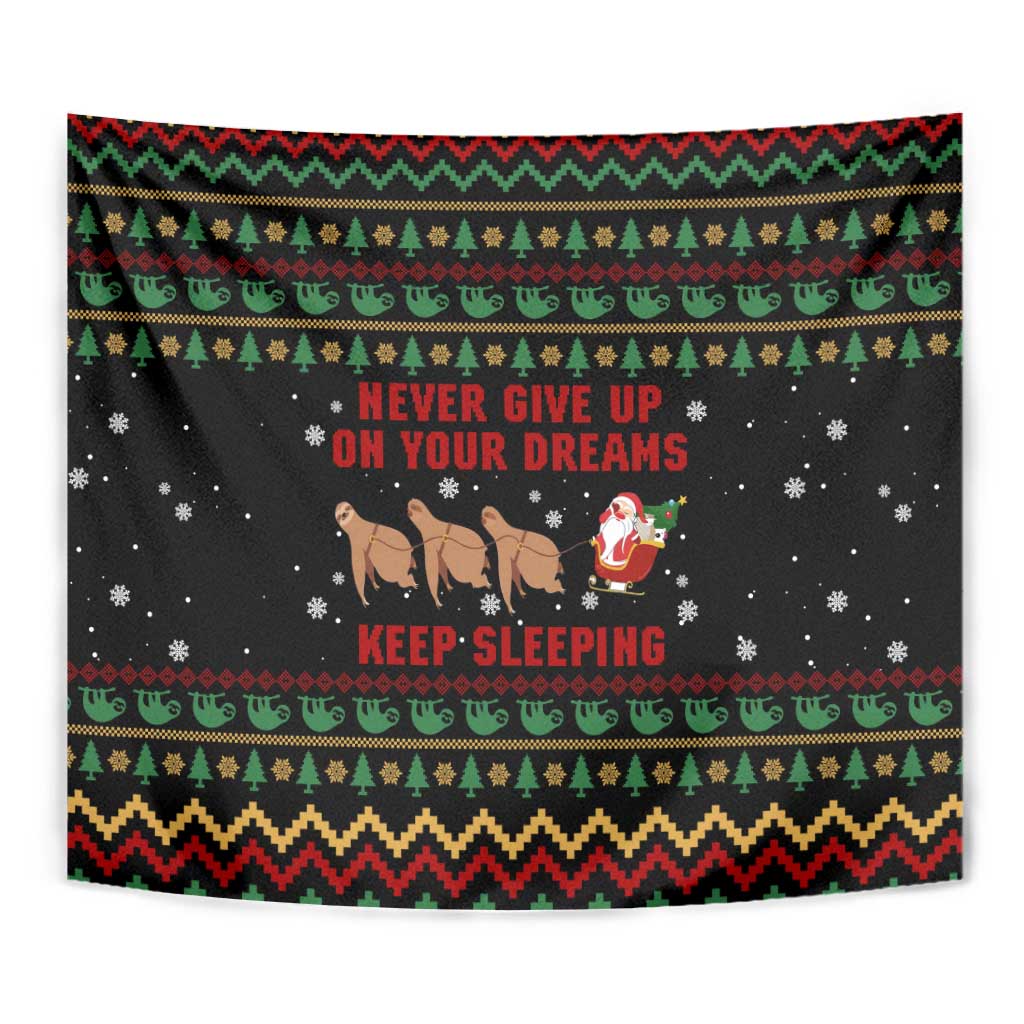 Sloth Keep Sleeping Christmas Tapestry Xmas Holiday Patterns - Wonder Print Shop