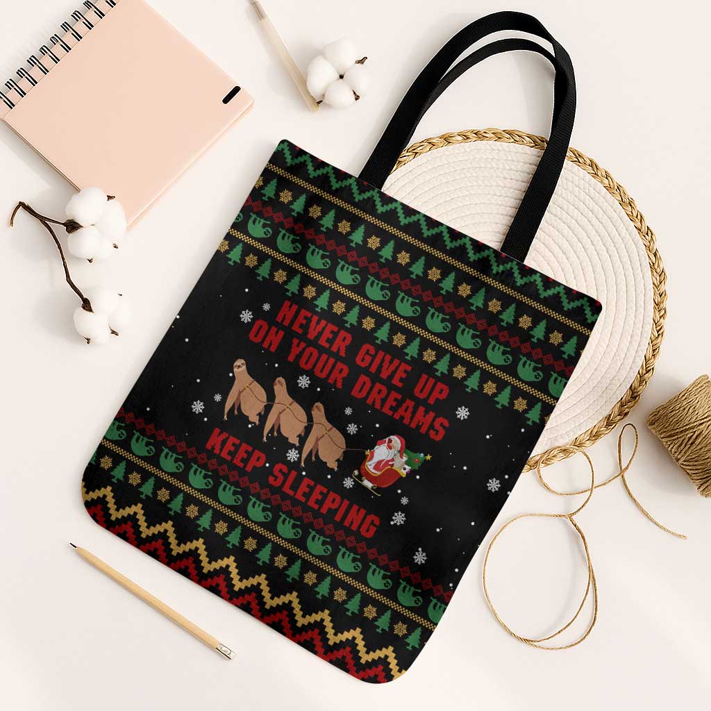 Sloth Keep Sleeping Christmas Tote Bag Xmas Holiday Patterns - Wonder Print Shop