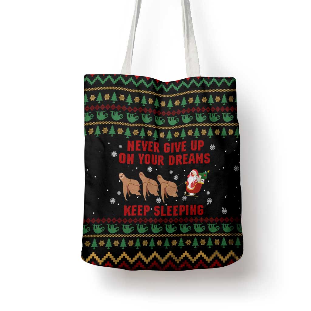 Sloth Keep Sleeping Christmas Tote Bag Xmas Holiday Patterns - Wonder Print Shop