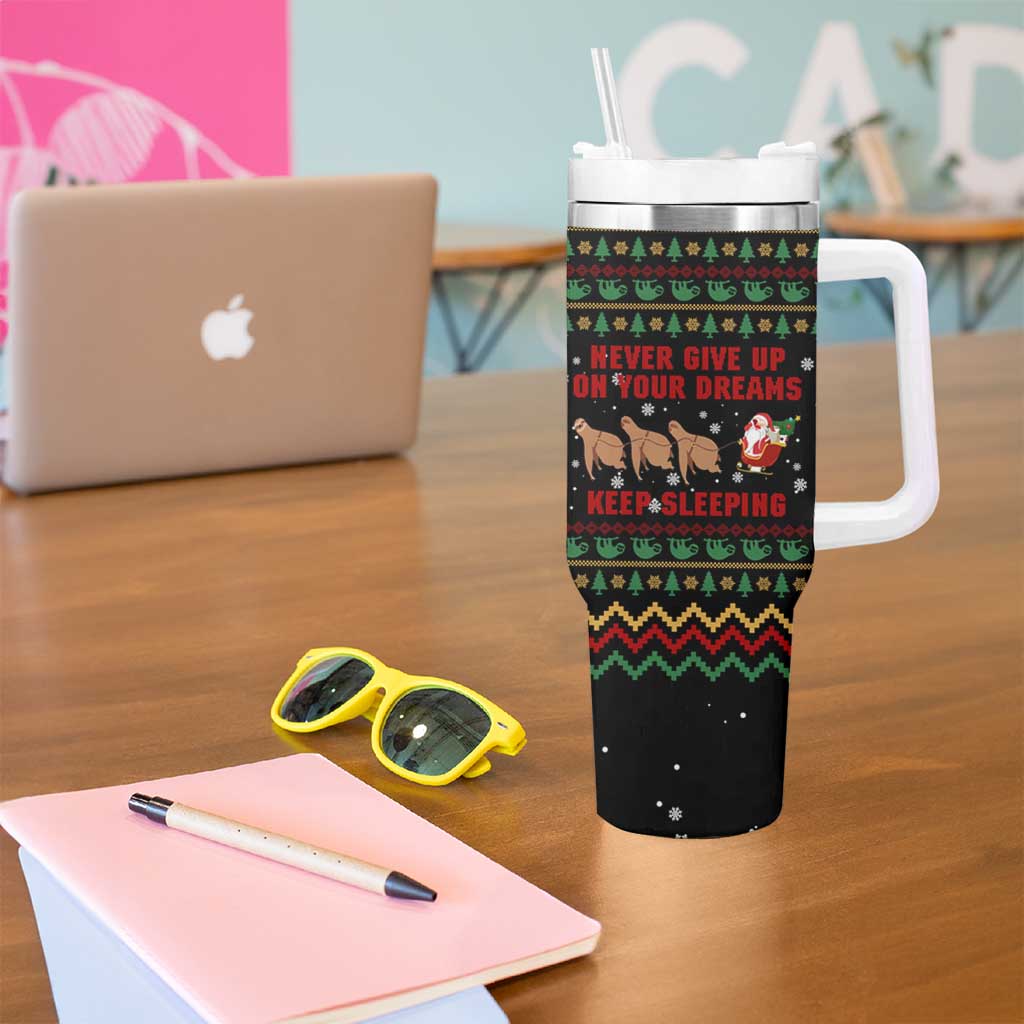 Sloth Keep Sleeping Christmas Tumbler With Handle Xmas Holiday Patterns - Wonder Print Shop